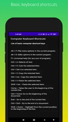 Computer Keyboard Shortcuts android App screenshot 1